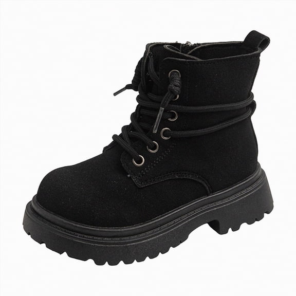 Gvdentm Girl Boots Size 2 Girls Ankle Boots for Toddler/Little Kids - Zipper, Low-Top, Flat Heel, Casual(Black,9)