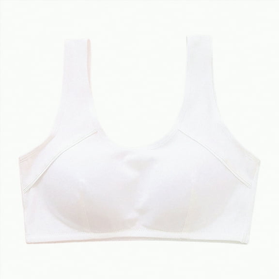Gvdentm Girl Bras 10-12 Years Old Sports Seamless Bra with Removable Padding Bras(White,17-18 Years)
