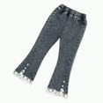 thumbnail image 1 of Gvdentm Girl Jeans Size 14-16 Girl’s Baggy Straight Leg Jeans Casual Y2K Cute Embroidered Elastic Waist Loose Fit Denim Pants for Kids Teen Girls(Grey,5-6 Years), 1 of 4