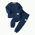 thumbnail image 1 of Gvdentm Girl Outfit Clothes Set Romper Long Sleeve Solid Color Cotton Blend Baby Clothes(Navy,18-24 Months), 1 of 4