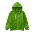 thumbnail image 1 of Gvdentm Girl Sweatshirt Kids Boys Zip up Sweatshirt Solid Hoodie Solid Color Sweatshirt Youth Fashion Hooded Coat with Pockets Green,7-8 Years, 1 of 5