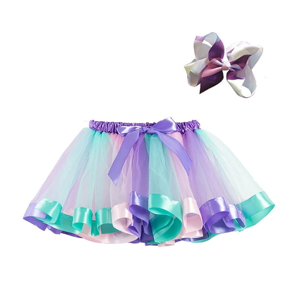 Gvdentm Girl Tulle Dress Elastic Ballet Dance Skirts 4 Layers Tutus for Girls Light Purple,2-4 Years