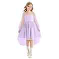 thumbnail image 1 of Gvdentm Girl's Easter Clothes Contrast Mesh Puff Long Sleeve High Waist High-Low Long Dress for 3-12 Years(Purple,7-8 Years), 1 of 9