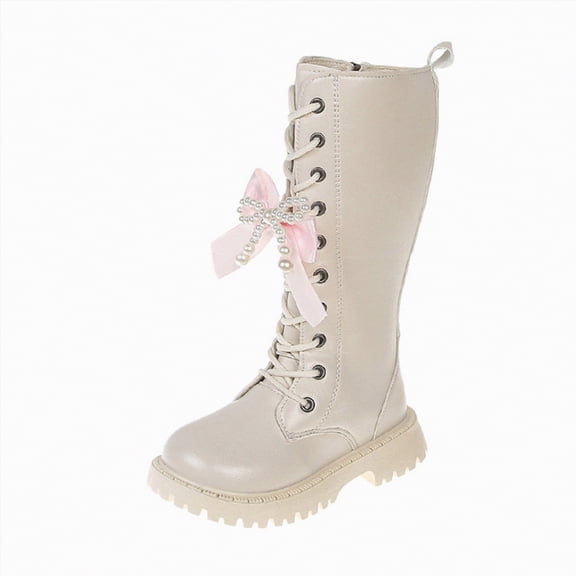 Gvdentm Girls Ankle Boots Size 1 Toddler Little Boys Girls Cowboy Boots Kids Western Square Toe Riding Mid Calf Boots(White,35)