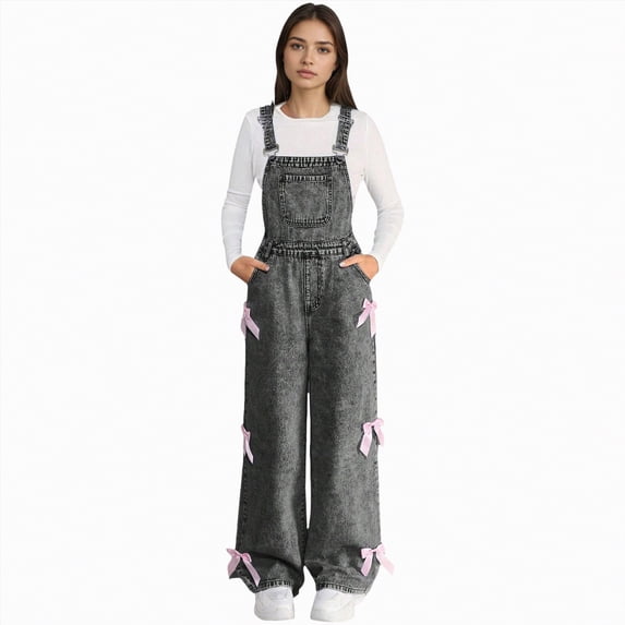 Gvdentm Girls Baggy Jeans Size 10-12 Kids Girls Casual Baggy Wide Leg Denim Pants Elastic Waist Casual Jeans(Black,5-6 Years)