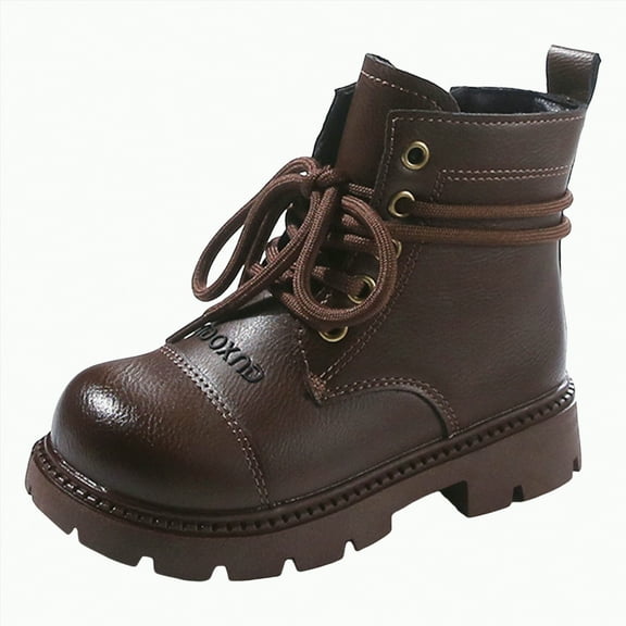 Gvdentm Girls Black Boots Boys Girls Side Zipper Combat Ankle Boots(Toddler/Little Kid)(Khaki,1.5)