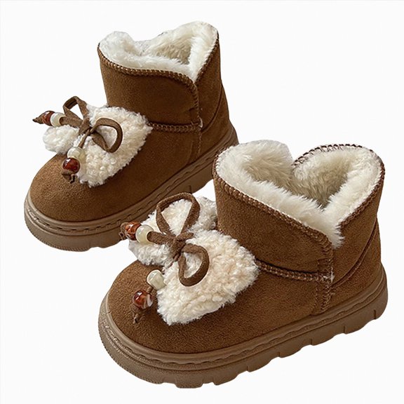 Gvdentm Girls Black Boots Kid's Girls Cold Weather Snow Boots Winter Shoes Boys Toddler Warm(Khaki,12.5)