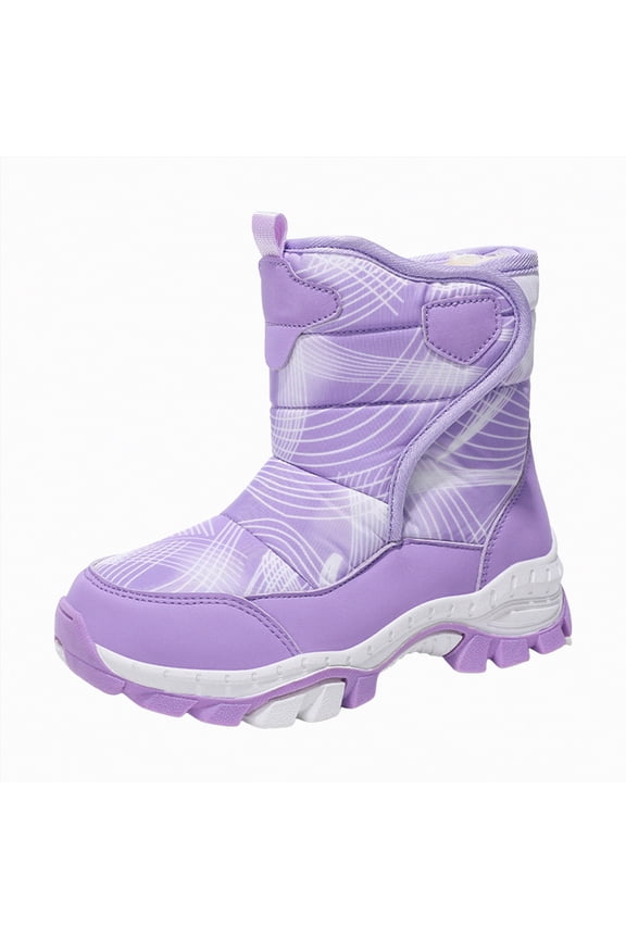 Girls Boots Kids Snow Boots for Boys Girls Toddler Winter Outdoor Boots Waterproof with Lined(Purple,13.5)