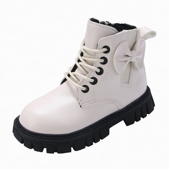 Gvdentm Girls Boots Water Resistant Girls Snow Boots Winter Boots Warm Kids Snow Boots Boys Snow Boots Suede Hiking Boots Boys 7t Winter Boot(White,13.5)