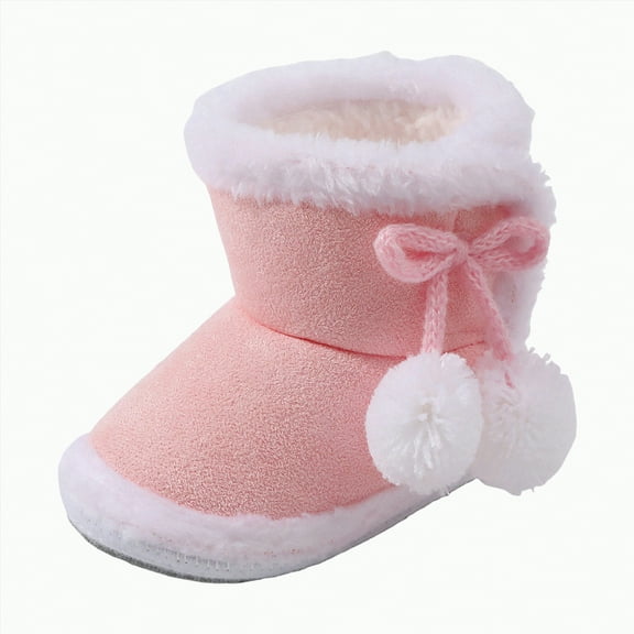 Gvdentm Girls Boots Winter Toddler Baby Snow Boots Winter Shoes Boys Girls Cold Weather Baby Shoes(Pink,4)