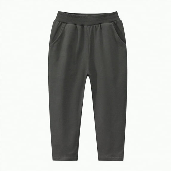 Gvdentm Girls' Boys' School Uniform Jogger Pants Elastic Waistband with Drawstring Closure 2-8 T(Dark Gray,6-7 Years)