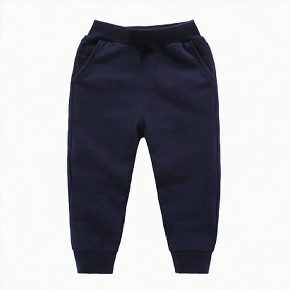 Gvdentm Girls' Boys' School Uniform Jogger Pants Elastic Waistband with Drawstring Closure 2-8 T(Navy,2-3 Years)