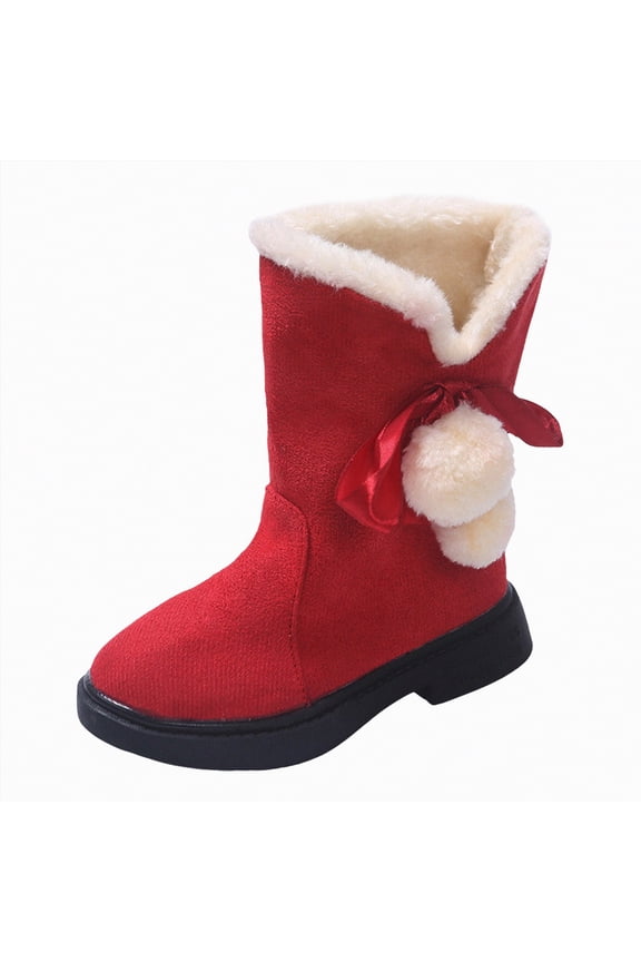 Girls Boys Snow Boots Boys Girls Wool Lining Snow Boots Winter Walking Boots for Kids Non Slip Unisex-Child Cold Weather Shoes Outdoor Boots(Red,13.5)