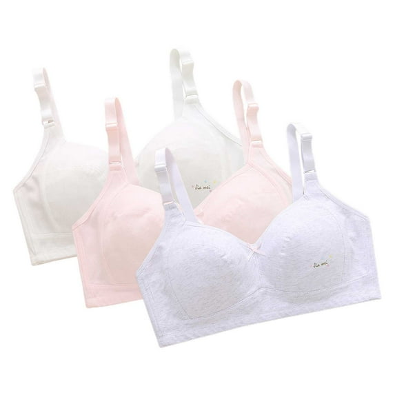 Gvdentm Girls Bras Multi Pack Cotton Built -Up Stretch Sports Bra White,9-10 Years