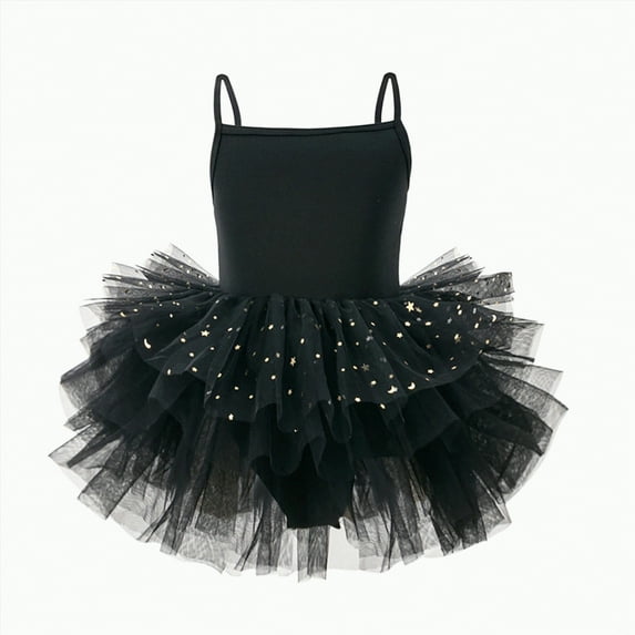 Gvdentm Girls' Camisole Dance Tutu Leotard Ballet Dress for Ballerina(Black,3-4 Years)