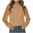 thumbnail image 1 of Gvdentm Girls Clothes Size 14-16 Girls Long Sleeve Shirts Casual Crew Neck Lace Loose Blouse Tops(Brown,7-8 Years), 1 of 5