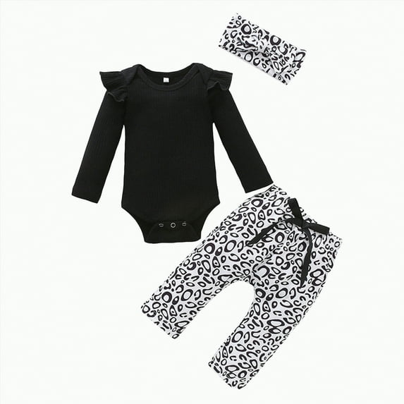 Gvdentm Girls Clothing Long Sleeve Top Outfits with Bowknot Cotton Blend Baby Clothes(Black,9-12 Months)