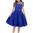 thumbnail image 1 of Gvdentm Girls Contrast Mesh Long Sleeve High Waist A Line Easter Dress Size 5-16 Years(Blue,9-10 Years), 1 of 4