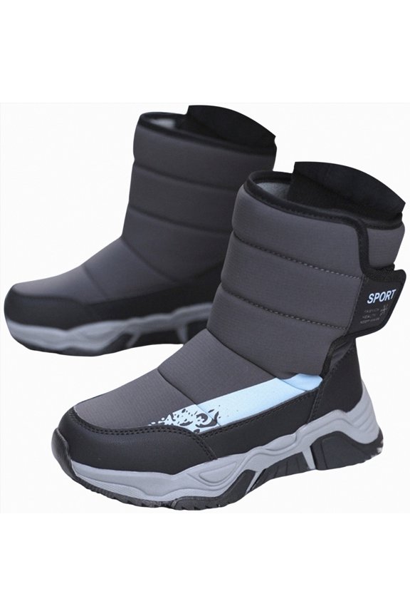 Girls Cowgirl Boots Girls Boys Boots Kids Lined Winter Snow Fuzzy Classic Kid's Mid Boot Boy Boots(Dark Gray,13.5)