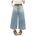 thumbnail image 1 of Gvdentm Girls Jeans Size 10 Girls Jeans, Wide-Leg Palazzo Denim Pants(Blue,12-13 Years), 1 of 8