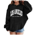 thumbnail image 1 of Gvdentm Girls Kids Casual Loose Active Full Sleeves Hoodies Sweatshirts Hooded Letter Print Teen Girls Tops Black,5-6 Years, 1 of 4