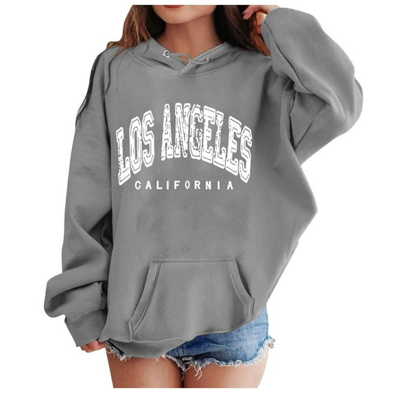 Gvdentm Girls Kids Casual Loose Active Full Sleeves Hoodies Sweatshirts Hooded Letter Print Teen Girls Tops Grey,11-12 Years