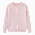 thumbnail image 1 of Gvdentm Girls Knit Cardigan Kids Button Long Sleeve Knit Sweater Clothes Cord Knit Sweater Pink,4-5 Years, 1 of 7