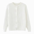 thumbnail image 1 of Gvdentm Girls Knit Cardigan Kids Button Long Sleeve Knit Sweater Clothes Cord Knit Sweater White,5-6 Years, 1 of 8