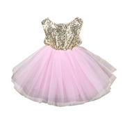 Gvdentm Girls Party Dress Tulle Ruffles Flower Girls Wedding Party Dresses Princess Party Dress for Girls Pink,5-6 Years