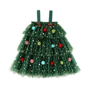 Gvdentm Girls Party Dresses Layered Rainbow Tutu Princess Tulle Tutu Skirt for Girls Green,2-3Y