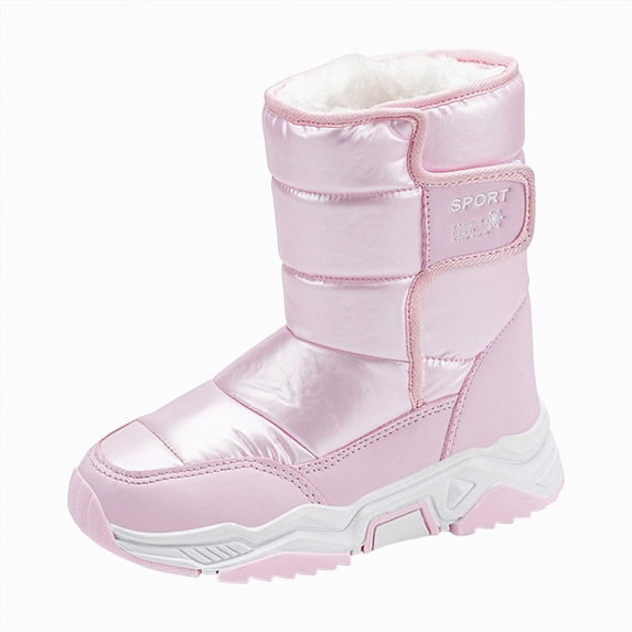 Gvdentm Girls Pink Winter Shoes Toddler Boys Girls Winter Warm Shoes Water-Resistant Comfy Non-Slip Snow Boots Cold Weather Insulated Outdoor Walking Shoe(Pink,2)