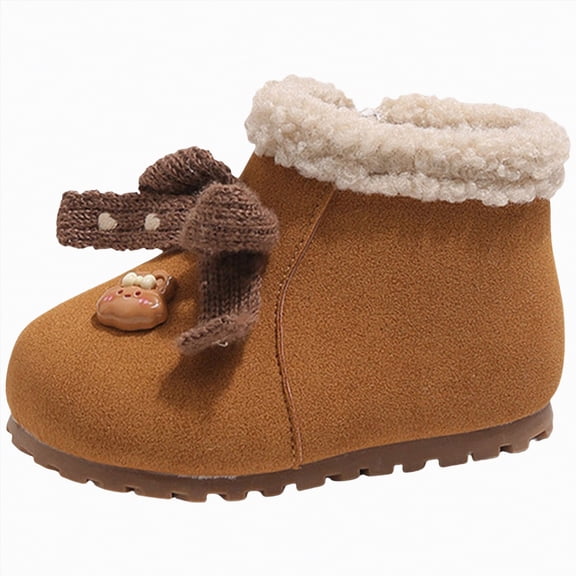 Gvdentm Girls Pink Winter Shoes Toddler Girl Thermal Hiking Boots Cute Shoe Side Zipper Lined Booties Keep Warm Boot Boys Work Boots(Brown,6.5)