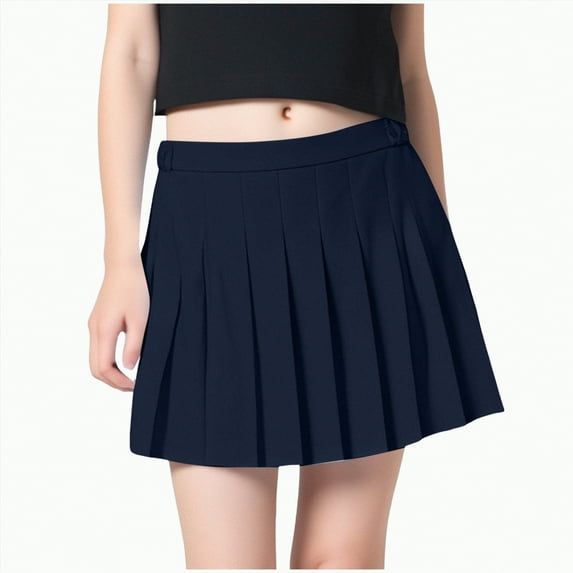 Gvdentm Girls Pleated Skirts with Shorts Athletic Tennis Skorts Sport Back to School Skirt Size 2-17Y(Navy,16-17 Years)