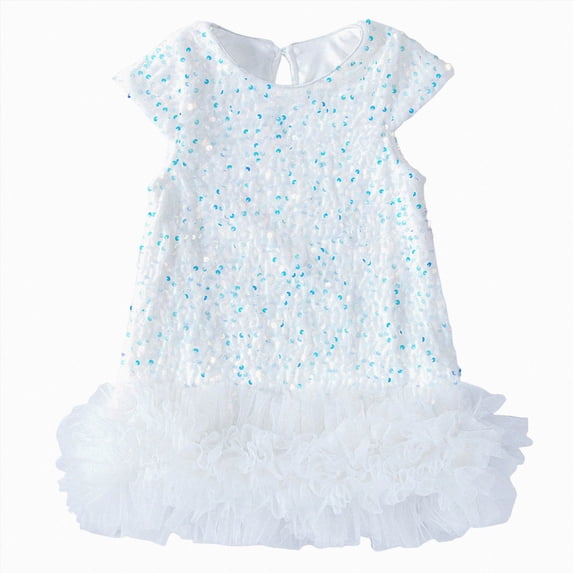 Gvdentm Girls Sequin Dress A Line Sparkly Sleeveless Wedding Gown Party Dresses for Girls