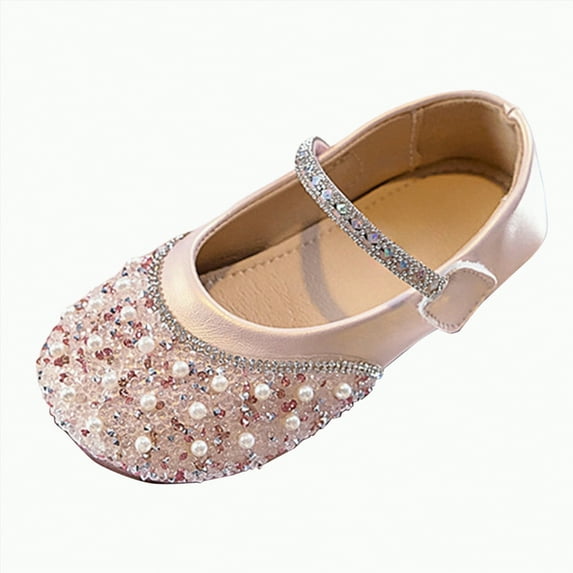 Gvdentm Girls Silver Dress Shoes Toddler Dress Shoes Bowknot Mary Jane Shoes Girls Ballet Flats for Kids Wedding Party Uniform Church Shoes(Pink,12)