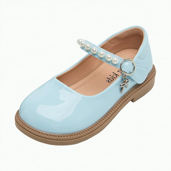 Gvdentm Girls Size 2 Dress Shoes High Heel Toddler Girls Dress Shoes Cute Bowknot Sparkle Wedding Birthday Party Prom White Mary Janes Toddler(Blue,13)