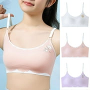 Gvdentm Girls Sports Bras 10-12 Sports Seamless Bra Comfort Soft Cotton Bras for Teen Purple,8-10 Years