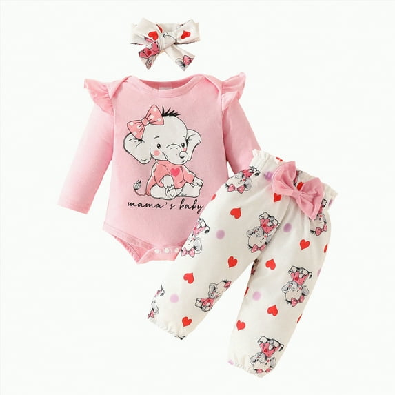 Gvdentm Girls Summer Clothes Baby Girl Clothes Outfits Ruffle Romper+ Floral Pants + Cute Headband Sets for Girls Clothes Girl|Pink 12-18 Months