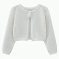 thumbnail image 1 of Gvdentm Girls Sweater Cardigan Girls Lightweight Cardigan Long Sleeve Casual Open Front Oversized Sweater Cute Soft Outerwear Coat with Pockets(White,3-4 Years), 1 of 5