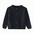 thumbnail image 1 of Gvdentm Girls Sweater Cardigan Unisex Boy' Girls' Cardigans Sweater V-Neck Long Sleeve Button Solid Cotton Knit Sweaters(Navy,12-18 Months), 1 of 4