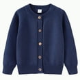 thumbnail image 1 of Gvdentm Girls Sweaters 7-8 Girls Cardigan Sweater Sweater Uniforms Toddler Long Sleeve Button Knit Solid Sweaters Tops(Navy,3-4 Years), 1 of 4
