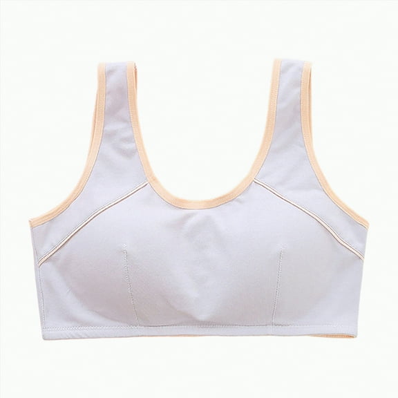 Gvdentm Girls Training Bras 8-10 Years Old Padded Training Bra Pack – Crop Training Bras for Girls. Seamless Bra Design with Removable Padding(Light Gray,11-12 Years)
