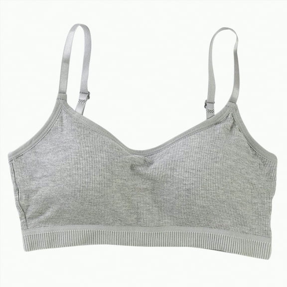 Gvdentm Girls' Training Bras Multi Pack Cotton Built -Up Stretch Sports Bra(Grey,10-16 Years)