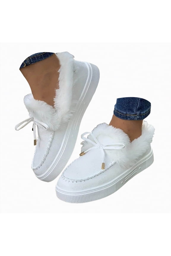 House Slippers for Women Women's Cozy Memory Foam Winter Slippers with Fuzzy Collar and Indoor Outdoor Rubber Sole(White,9.5)