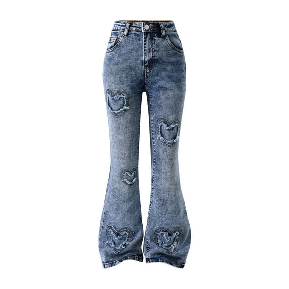 Gvdentm Jean for Girls 12-14 Girl's High Waisted Flare Leg Jeans Split Raw Hem Denim Pants with Pockets(Blue,8-9 Years)
