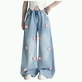 thumbnail image 1 of Gvdentm Jeans Girls 10-12 Girls Wide Leg Jeans Kids Fashion Elastic Waist Denim Pants with Pockets(Pink,10-11 Years), 1 of 9