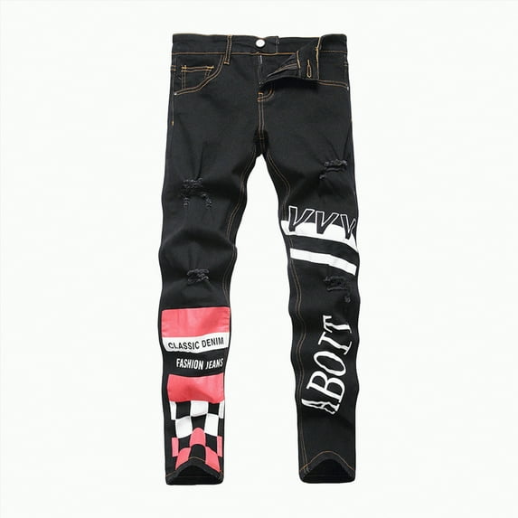 Gvdentm Jeans for Boys 10-12 Boy's Ripped Jeans Stacked Destroyed Distressed Skinny Fit Fashion Comfy Denim Jeans Pants( Red,10-11 Years)