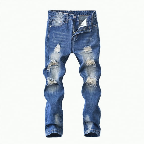 Gvdentm Jeans for Boys 10-12 Boy's Skinny Fit Ripped Destroyed Distressed Stretch Slim Jeans Pants(Blue,7-8 Years)