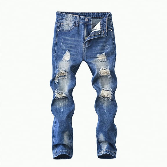 Gvdentm Jeans for Boys 14-16 Boy's Stacked Jeans Skinny Fit Ripped Destroyed Distressed Fashion Comfy Denim Jeans Pants(Blue,5-6 Years)