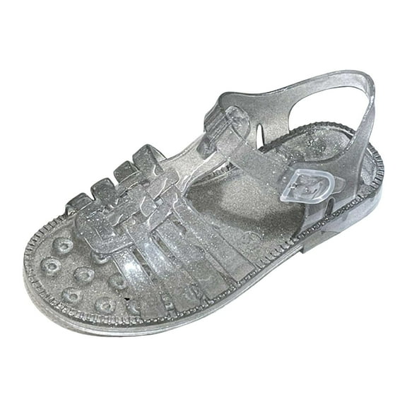 Gvdentm Jellies Shoes Little Girl Sandals Size 12 Closed Toe Water Beach Summer Shoes Soft Rubber Sole Mary Jane Dress Shoes Princess Flat|Grey,11.5